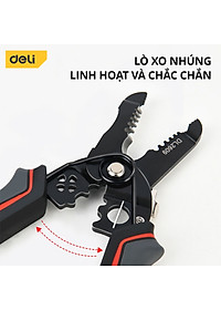 Kìm Bấm Dây Điện Đa Năng Deli - Kết hợp uốn, cắt, bấm, tách dây - Chất liệuThép Cao Cấp, Điều Chỉnh Lực Tuốt Dây Dễ Dàng