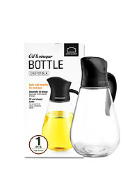 Bình Đựng Dầu Với Nắp Mở Tự Động Lock&Lock CKO101BLK (550ml) - Hàng Chính Hãng, Thân Bình Bằng Thủy Tinh Chịu Nhiệt, Tặng Kèm Ống Hút Inox