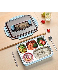 Hộp Cơm Văn Phòng 5 Ngăn Inox 304 Giữ Nhiệt Chống Tràn Có Giá Điện Thoại Tặng Thìa Đũa Cao Cấp- Hàng Chính Hãng MINIIN
