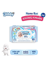 Khăn Ướt Em Bé Bobby Không Mùi Gói 100 Miếng