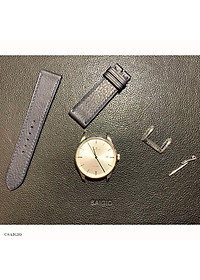 Dây Da Đồng Hồ Cổ Điển, 100% Da Bò Thật, Kiểu Dáng Phẳng Mỏng, Mặt Lót Chống Thấm Mồ Hôi, Tích Hợp Lớp Gia Cố Chống Giãn Đặc Biệt, Phụ Kiện Khóa và Chốt Bằng Thép Không Gỉ 316L - Hàng Chính Hãng SAIGIO