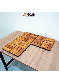 Vỉ Gỗ Lót Sàn Ban Công Thương Hiệu ANKAN Màu Nâu Vàng Loại 12 Nan, Ván Gỗ Lót Sàn Ngoài Trời, Sân Vườn, Hồ Bơi, Phòng Spa, Siêu Bền, Chịu Nước Tốt, Chống Trơn Trượt, Tiêu Chuẩn Xuất Khẩu (1 Vỉ)