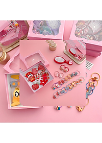 Túi Hộp Kéo 28 Chi Tiết Kẹp Tóc Dây Cột Tóc Làm Quà Tặng Dễ Thương Phụ Kiện Tóc Cho Nữ Và Bé Gái