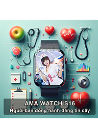 Đồng hồ Thông minh Android Camera xoay 180 màn hình cong AMA Smartwatch S16 Black Lắp sim nghe gọi độc lập Kết nối Wifi Tải app CH. Play như Điện thoại FB Skyper xem phim chơi game cho Trẻ em Học sinh Người lớn AMA Smartwatch S16 2024 hàng nhập khẩu