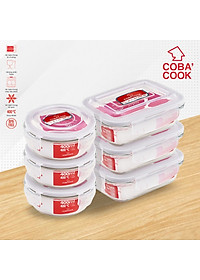 Bộ 6 hộp thủy tinh hình tròn và chữ nhật 370 ml+ 400 ml-CCR4L36