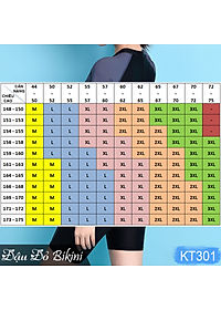 Áo tắm liền thân quần đùi dài nữ, thiết kế dấu bụng và đùi tốt, đồ bơi khoá kéo trước tiện lợi, chất thun bơi lạnh cao cấp dày mát mịn đẹp, có size lớn | KT301