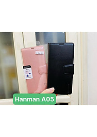 Bao Da Dạng Ví Cho Samsung Galaxy A05s, A05 Chính Hãng Hanman, Có ngăn cài thẻ, ví tiền, và quai gài chắc chắn - hàng chính hãng