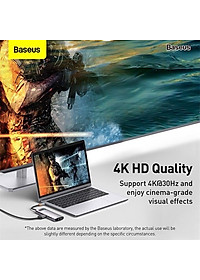 Hub chuyển đổi đa năng 8 trong 1 Baseus CAHUB-CV0G ( Type-C to HDMI/ USB3.0/ LAN / SD Card Reader/ Type C PD 100W, Multifunctional HUB) - HÀNG CHÍNH HÃNG