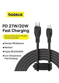 Cáp Sạc Nhanh Baseus Pudding Series Type C to Ln 20W dùng cho iPhone iPad (Fast Charging Data Cable) - Hàng Chính Hãng