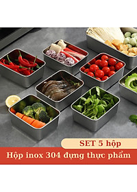 Hộp đựng thực phẩm tủ lạnh size 13.5x11x5cm kèm nắp nhựa chất liệu inox 304 dùng được cho lò vi sóng, chính hãng D Danido