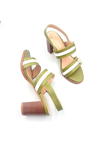 Giày sandal nữ cao gót đế cao 7 phân hàng hiệu rosata hai màu đen xanh thời trang cao cấp ro528