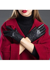 Găng tay da cừu nữ cao cấp - BHY8758 Bao tay da nữ, Da thật không bong tróc đứt gãy