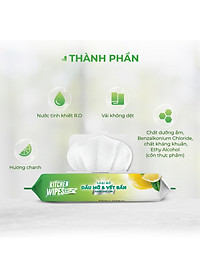 Khăn giấy ướt lau bếp Ecowipes khổ lớn 30x20 cm Kitchen Wipes gói 42 tờ loại bỏ dầu mỡ và vết bẩn nhanh chóng