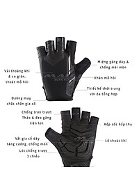 Găng tay xe đạp hở ngón, nửa ngón đệm chống sốc 2 lớp S191 thoáng khí lau mồ hôi, chống trơn trượt Cycling Mai Lee