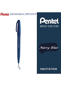 Bút lông viết thư pháp hiện đại Pentel SES15C-CAX xanh nước biểm đậm; Calligraphy Fude Touch Sign – Navy Blue