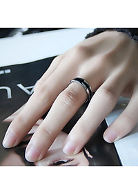  Nhẫn nam nữ thời trang hợp kim titan khảm đen cực đẹp