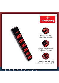 Ổ cắm Điện Quang ECO ĐQ ESK 2BR 62ECO (6 Lỗ 2 chấu, dây dài 2m, màu đen đỏ)