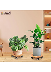 Đế Kê Chậu Cây Có Bánh Xe ANKAN, R30cm Làm Giá Đỡ Kệ Hoa Cây Cảnh, Màu Vàng Nắng, Chịu Tải 150Kg
