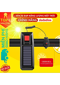 Bộ Đèn Xe Đạp dododios Và Còi Năng Lượng Mặt Trời USB Có Thể Sạc Lại 4 Chế Độ Đèn Pha Xe Đạp - Hàng Chính Hãng dododios