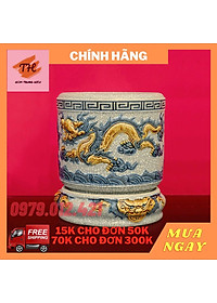 Bát hương Bát Tràng men rạn đắp nổi 16cm và 18cm