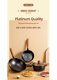 Bộ nồi chảo chống dính Konka Mẫu Mới thép tôi bóng, chống dính chống mài mòn-Hàng nhập khẩu