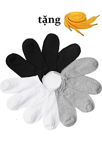 Bộ 12 đôi vớ trơn ngắn tặng dây giày