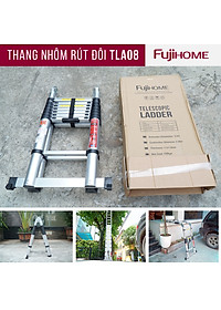 Thang nhôm rút gọn chữ A  FUJIHOME TLA08 ( Chiều cao chữ A  2,5m - Cao chữ I 5m, Khóa an toàn, đế chống trượt) Hàng Chính hãng