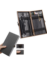 Bộ lấy Ráy Tai,Dụng Cụ Lấy Ráy Tai Massa Tai 20 Món Hộp Gỗ Mun,Tích Hợp Lấy Ráy Tai Có Đèn Cao Cấp