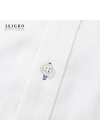 ÁO SƠ MI NAM TRẮNG DÀI TAY PHỐI CỔ XANH ALIGRO DÁNG SLIMFIT MÃ ALGS194