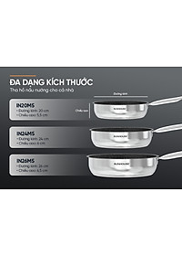 CHẢO Inox Impact Sunhouse ECO IN20-24-26M5 - Đáy từ công nghệ mới Impact Bonding - Dùng được trên mọi loại bếp