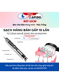 Máy Tăm nước cầm tay Rapido RWG150/RWW-300 - Bàn chải điện thông minh RST-15CW Trắng/RST-15WB Đen - Hàng Chính Hãng - bảo hành 6 tháng