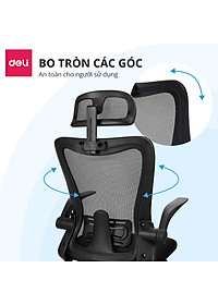 Ghế Xoay Văn Phòng Lưới Làm Việc Công Thái Học Deli - Tay Gập Thông Minh, Có Chỉnh Lưng, Lưới Thoáng Khí, Chân Xoay Tiện Ích, Đệm Ghế Êm Aí, Nhiều Màu - Phù Hợp Học Sinh, Văn Phòng, Game Thủ, Gaming - Hàng chính hãng