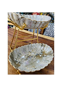 Khay đựng bánh kẹo hoa quả bằng sứ xương cao cấp vân đá sang trọng