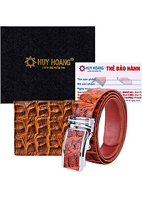 Bộ Ví & Thắt Lưng Nam Vân Cá Sấu Huy Hoàng HT2116-HT4116 (23 x 11,5 cm) - Vàng