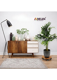 Đế Kê Chậu Cây Có Bánh Xe ANKAN, R30cm Làm Giá Đỡ Kệ Hoa Cây Cảnh, Màu Vàng Nắng, Chịu Tải 120Kg