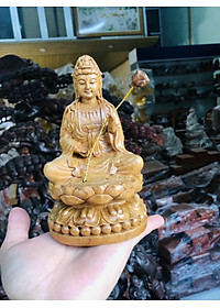 Tượng phật mini đại thế chí bồ tát bằng gỗ bách xanh thơm nức kt cao 15×9×9cm