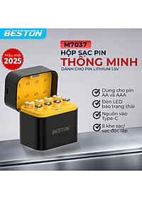 Sạc pin Beston AA AAA M7037 1.5V dùng cho pin 2A 3A 8 khe, cổng USB-C, sạc nhanh tự ngắt thông minh