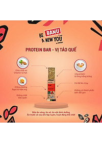 BANU Táo Quế - Thanh protein (đạm) Yến mạch và các hạt ngũ cốc – Thanh năng lượng thay thế các bữa ăn (sáng, trưa, chiều, xế, tối) tiện lợi, tốt cho sức khỏe, phù hợp với người bận rộn, tập luyện thể thao