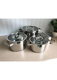 Bộ nồi và chảo chống dính vân đá inox 304 cao cấp Fivestar Plus 5 món nắp kính , tặng 1 vá canh