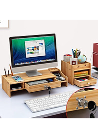 Kệ để máy tính đa năng Z08-2 NASI kệ màn hình máy tính để bàn bằng gỗ cứng chắc có hộc cất bàn phím ngăn kéo hộc để tài liệu văn phòng phẩm