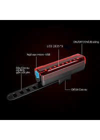 Đèn đuôi nhấp nháy đèn cảnh báo sau cho xe đạp thể thao màu đỏ A02 siêu sáng, chống nước, thời gian sáng lên đến 200h Mai Lee