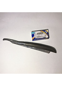 Dao Cạo Râu Tóc Mặt Tỉa Chân Mày Cán Gỗ Sơn Đen Bọc Thép  Đa Năng Tặng Kèm 10 Lưỡi Cạo