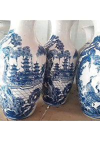 Lọ hoa gốm sứ - Lộc bình gốm sứ Bát Tràng  " Bình An Phú Quý"_Họa tiết chùa, công, mẫu đơn