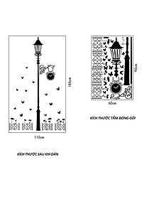 Decal dán tường Cột đèn đen 3D