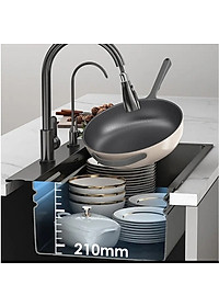 Chậu rửa bát inox304 chống xước 7845 nano đen dày 3li, vòi rửa bát nóng lạnh rút dây nano, bộ xả, khay inox, xịt ly cốc, bình rửa bát