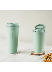 Ly giữ nhiệt LocknLock 550ml màu xanh mint độc quyền LHC3249MIT - Hàng chính hãng, mở nắp một chạm, chất liệu thép không gỉ miệng ly rộng - JoyMall
