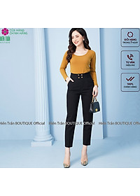 Quần baggy nữ Hiền Trần BOUTIQUE cạp cao vải Vitex cao cấp quần công sở 4 cúc bấm sang trọng thanh lịch