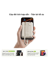 Pin dự phòng sạc nhanh ROCK P99 PD 22.5W 20000mAh có cáp tích hợp , hàng chính hãng bảo hành 1 năm