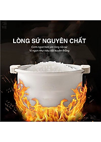 Nồi Cơm Điện Sứ Dưỡng Sinh Mishio MK365 lòng sứ nguyên chất 0.8L không chứa chất chống dính - Hàng chính hãng