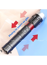 Đèn pin siêu sáng P70 độ sáng 1500lumen chống nước vỏ nhôm tản nhiệt có thể sạc tuổi thọ pin dài dung lượng lớn 5000mah